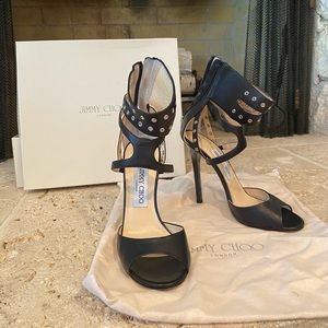 Jimmy Choo Black Articolo Kid Leather Heels